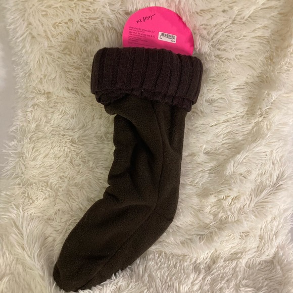 NWT Betsey Johnson Cozy Boot Liners Chaussettes Brown Womens Size  5-7 - Picture 3 of 4